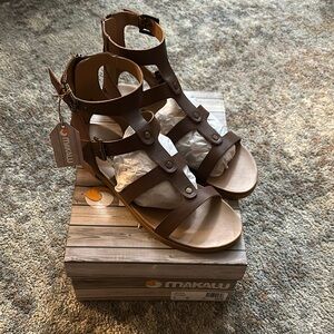 Brown Gladiator Sandals with Wedge Heel
